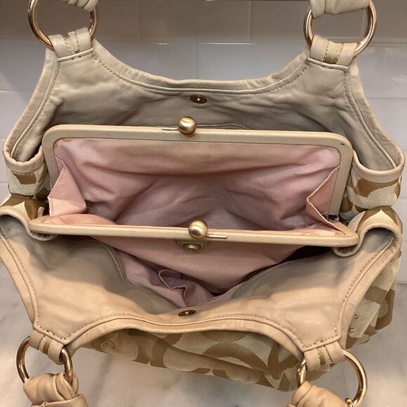 Coach Signature Logo Parker Optic Art Kisslock Satchel Shoulder Bag - Picture 11 of 15